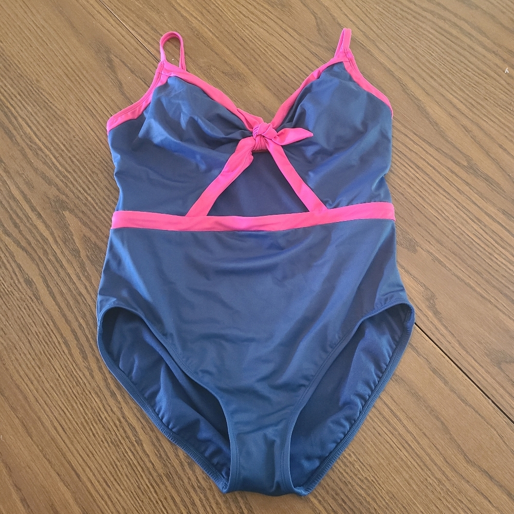 NWT Beach Betty by Miracle Brands Pink & Blue One-Piecce Swimsuit in Size Large